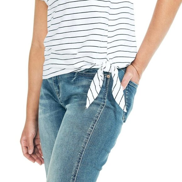 NWT Nautica Women's Lightweight Cotton Jersey Tee Side Tie T-Shirt - Picture 2 of 5